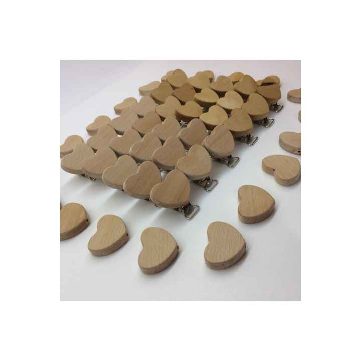 Figured Wooden Pacifier Clip Heart (1 Piece)