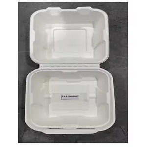 Récipients alimentaires à clapet compostables de 13 pouces à usage unique Boîte à lunch jetable pour restaurants traiteur emballage de repas - Product Image 1