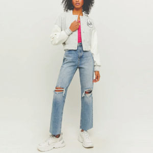 OEM veste universitaire courte de qualité supérieure pour femmes logo personnalisé style baseball blousons bombardier Letterman pour femmes - Product Image 3