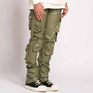 Pantalones de cuero para hombre personalizados, ajustados, elásticos, ropa informal, impermeables, de color sólido. - Product Image 4