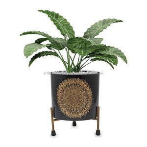 Olla de metal negro con estampado dorado de lujo de Venta caliente con soporte triple a bajo precio - Product Image 4