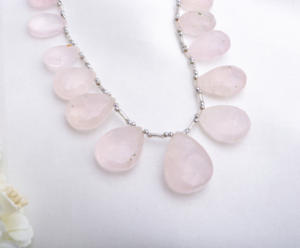 Cuentas de Cuarzo Rosa Facetadas en Forma de Pera de 8 Pulgadas, Naturales, para la Elaboración de Joyería Fina - Product Image 3