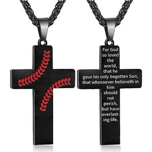 Collier pendentif tendance en acier inoxydable 316L personnalisé, bijoux fins, collier croix baseball pour homme et femme - Product Image 4