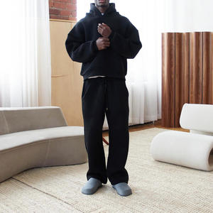 Survêtement en coton léger pour hommes Oversized Boxy Fit Marl Grey Hoodie and Jogger Pants Two Piece Gym & Tracksuit 100% Cotton - Product Image 1