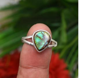 Ammolite Gemstone <b>Ring</b> Handmade 925 Sterling Silver Elegant Filigree Design Solid Silver <b>Ring</b> Women Colorful <b>Statement</b> Jewelry - Product Image 4