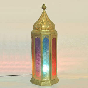 Décorations du Ramadan 2026, lanternes porte-bougie en verre coloré et métal doré, modernes, durables, pour le sol et la table, décoration de Noël - Product Image 5