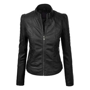 Chaqueta de Cuero Genuino para Mujer de Primera Calidad, Diseño Elegante y Ajustado, Decoración Bordada, Chaqueta de Cuero Transpirable al por Mayor - Product Image 1