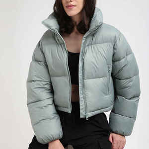 Wholesale High Quality Custom Ladies Short Outwear Clothes Manufacturer Winter <b>Crop</b> Puffer <b>Jacket</b> for Women - Product Image 1