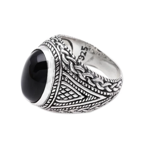 Anillo Clásico de Ónice Negro, Hecho a Mano, Plata de Ley 925, Joyería con Piedra Preciosa Natural para Aniversario de Bodas a Precio de Mayoreo - Product Image 2