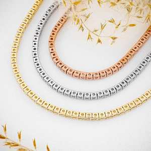 Collar de tenis con diamantes, alta joyería, 18K, 22K, Rosa pura, blanco, amarillo, cadena de tenis con diamantes naturales, collares para mujer, OEM - Product Image 1