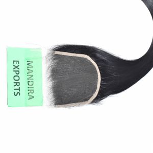 Sin procesar 8-32 pulgadas 5*5 HD cierre recto virgen Natural indio templo extensiones de cabello negro largo cutícula alineada cabello humano - Product Image 2