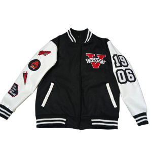 Men's Casual Reversible <b>Waterproof</b> Breathable Varsity <b>Jacket</b> Winter Fleece Pullover Pattern Decoration <b>Thin</b> Thickness OEM - Product Image 1