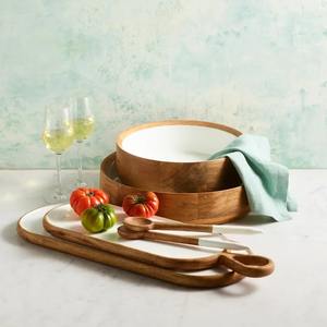 Plateau ovale en bois de manguier 80x25cm Blanc - Product Image 3