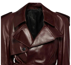 Chaquetas de Cuero de Piel de Oveja para Mujer, Estilo Premium 2025, Alta Calidad, Color Borgoña, Secado Rápido, Moda de Invierno - Product Image 3