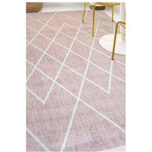 Tapis berbère rose classique fait main pour salon, couloir, entrée - Design rectangulaire en patchwork PP par Netline Home - Product Image 3