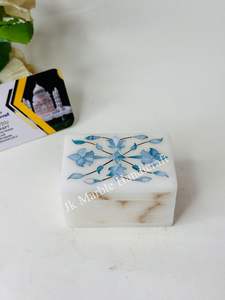 Marble Jewelry <b>Storage</b> <b>Box</b> Floral Pattern Rectangular Handcrafted with Durable Inlay Design Natural Spot-Best Piece - Product Image 5