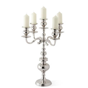 Candelabro alto de aluminio con diseño en relieve para decoración de mesa y centro de mesa Candelabro hecho a mano chapado en oro brillante - Product Image 5