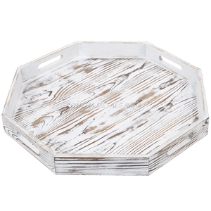 Best Quality Wooden <b>Tray</b> in Elegant Beige Color with Modern Rectangular Shape and Stylish Gold Handles Perfect for <b>Serving</b> - Product Image 6
