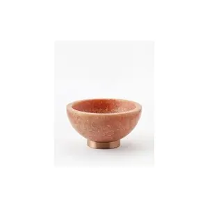 Marble bowl Factory Directly Marble salad bowl 100% Natural stone marble bowl With brass base Top Quality