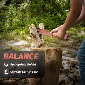 Hacha Vikinga Hecha a Mano de Acero con Alto Contenido de Carbono de Grado Industrial, Mango de Madera Natural, Funda de Cuero. Hacha Multiusos para Acampar - Product Image 3