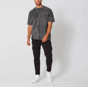 T-shirt surdimensionné 100% coton pour hommes, col en O, manches courtes, tissu en jersey de haute qualité, design vierge - Product Image 2