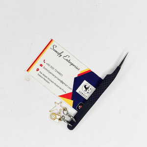 Private Label Strong <b>Hold</b> Custom Lash Extension Tweezer Straight Volume <b>Black</b> Color Stainless Steel Fiber Tip Lash Tweezers - Product Image 3