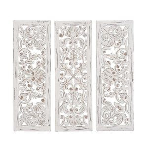 Panneau mural sculpté, motif floral mandala carré, bois et MDF faits à la main, 90 x 90 cm, marron, pour les espaces de vie et les chambres à coucher - Product Image 2