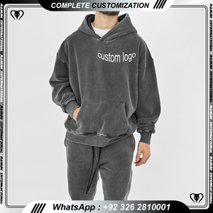 Mode personnalisée Vêtements de rue d'automne Pull en coton épais Sweat à capuche ample pour hommes délavé à l'acide - Product Image 4