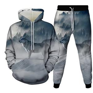 Otoño Animal Cat 3D Print Men's Sportswear Set FashionLong-Sleeve T Shirt Pants Conjunto de 2 piezas Oversized Pullover Men Clothing - Product Image 5