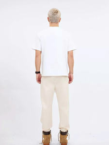 Pantalon ample pour homme, tissu kaki en coton, pantalon large unisexe, taille élastique, style coréen - Product Image 4