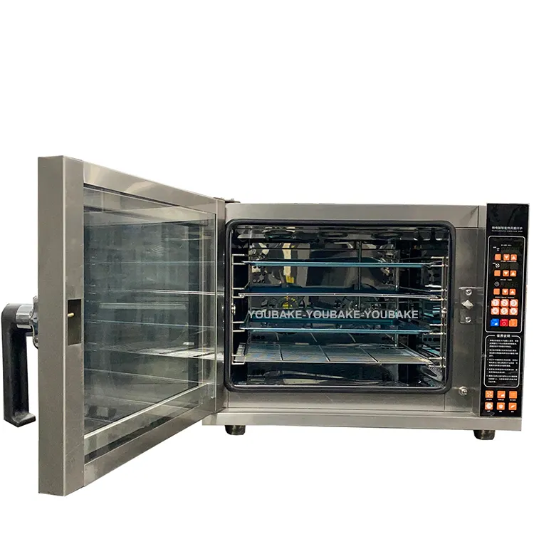 Endüstriyel ekmek makinesi sıcak hava konveksiyon fırın Fo ev kullanılan 110V 220V 380V 90L üst ısıtma 4 tepsiler elektrikli buhar fırın