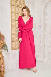 Robe maxi à manches cloche en coton 100% blanc, écologique et respirante, style bohème vintage - Product Image 6