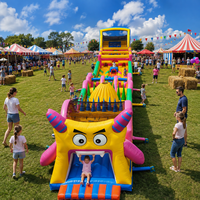 Parcours d'obstacles gonflable géant commercial avec toboggan, tunnel d'escalade, jeux interactifs, aire de jeux gonflable personnalisée
