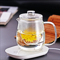 Théière en verre borosilicaté avec filtre Théière en verre chauffante ménagère transparente avec couvercle à poignée