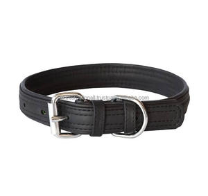 Top Trending Collar de perro acolchado de cuero Premium negro en todos los tamaños personalizados y colores vibrantes con anillo en D de hebilla ajustable - Product Image 5