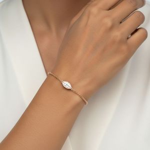 Pulsera con Diamantes Cultivados en Laboratorio de Corte Marquise y Ovalado de 0.50CTW, Oro de 14K, VVS2 EF, Corte Brillante, Cadena Delicada con Múltiples Formas - Product Image 1