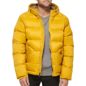 Manteau lourd à capuche rembourré de créateur Logo OEM Veste surdimensionnée en duvet pour hommes, bulle de couleur unie, personnalisée, brillante - Product Image 2