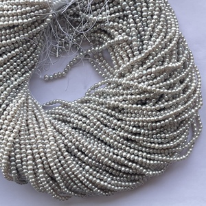 Perles d'eau douce naturelles, 3mm, 4mm, blanches, grises, lisses, rondes, brin, vente en gros, pierres précieuses, fournisseur Direct, fabrication de bijoux - Product Image 2