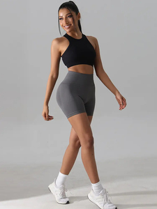 ¡Novedad de 2025! Pantalones de gimnasio para mujer, pantalones cortos ajustados de secado rápido con logotipo personalizado para entrenamiento, pantalones cortos de motociclista para correr, pantalones cortos sólidos sin costuras con logotipo para mujer - Product Image 5