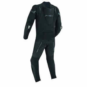Costume de moto en cuir respirant personnalisé de haute qualité grande taille professionnel noir argent pointillé conception de bande de protection - Product Image 5