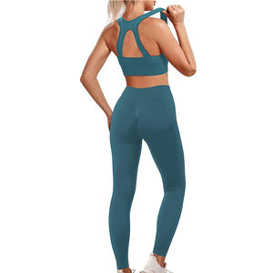 2024 femmes respirant haute élasticité ensemble de gymnastique soutien-gorge Shorts avec élastique solide vêtements actifs personnalisable Logo taille pour Yoga Sports - Product Image 2