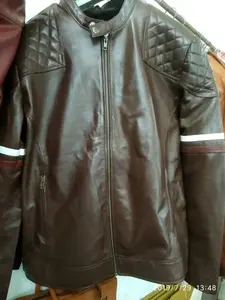 Nouveauté veste en cuir épais pour hommes balades à vélo d'hiver usage décontracté col rond haute style de rue tissu fermeture éclair approvisionnement en gros - Product Image 5