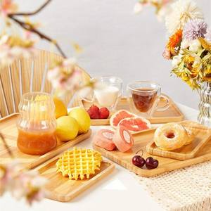 Assiettes à dîner en bois de bambou rondes biodégradables zéro déchet ensemble de plats de service pour buffet en bois naturel pour restaurant - Product Image 6