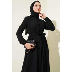 ชุดธรรมดาสีดำมีเข็มขัดติดกระดุม - Product Image 4