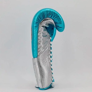 ถุงมือซ้อมมวยสำหรับผู้ใหญ่หนังวัวแท้สีฟ้าเมทัลลิค - Product Image 5