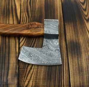 Hache de camping de haute qualité, nouveau design, acier Damas, hache viking premium, acier au carbone, avec étui en cuir fin - Product Image 3