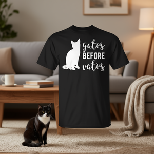 Camiseta Gatos Before Vatos Kitty en español, color negro, unisex para adultos - Product Image 3