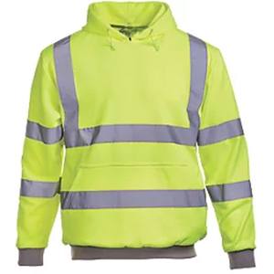 Sweat-shirt de travail à capuche haute visibilité jaune fluo avec bandes réfléchissantes pour travaux de construction et de voirie - Product Image 5