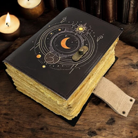 Carnet de Prières en Cuir Véritable Fait Main avec Impression Phases Lunaires Célestes, 400 Pages, Cadeau Fête des Mères