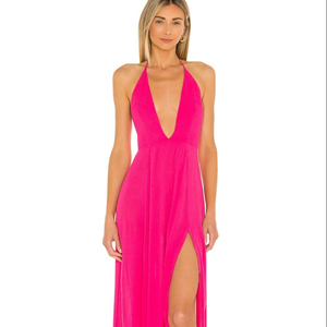 Vestido largo bohemio de verano para mujer, nuevo estilo, tejido Floral, suelto, sin mangas, cuello en V profundo, vestido veraniego transpirable para ropa informal de playa - Product Image 1